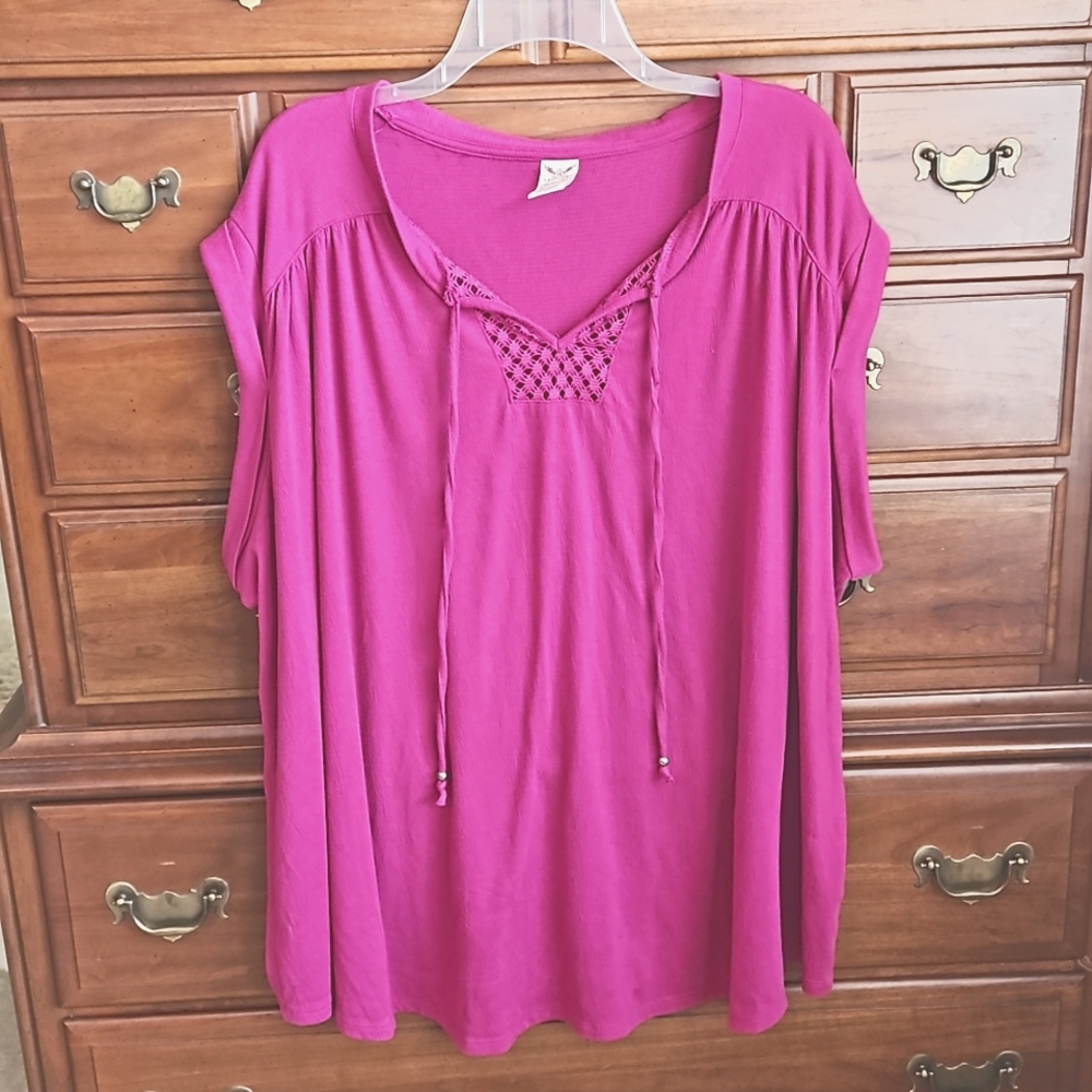 Magenta Cap Sleeve Blouse